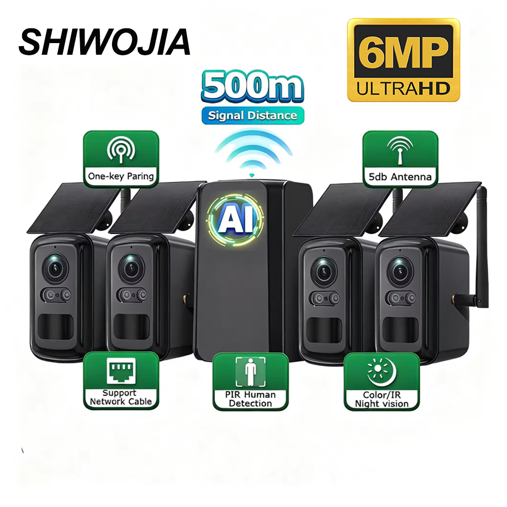 Home Security No Subscription - SHIWOJIA 6MP Güneş Enerjili Güvenlik Sistemi