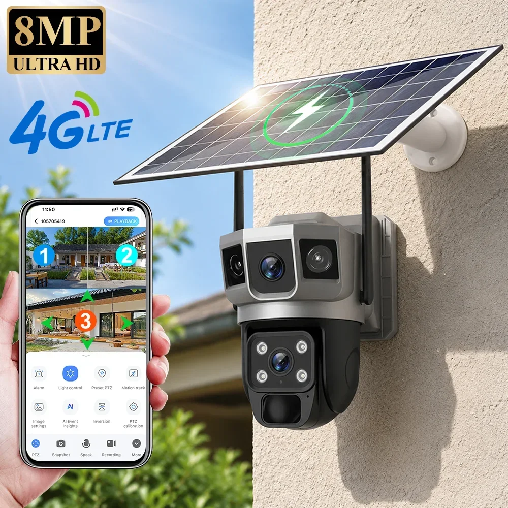 Home Security Diy - V380 4K 3 Ekranlı 4G Kamera