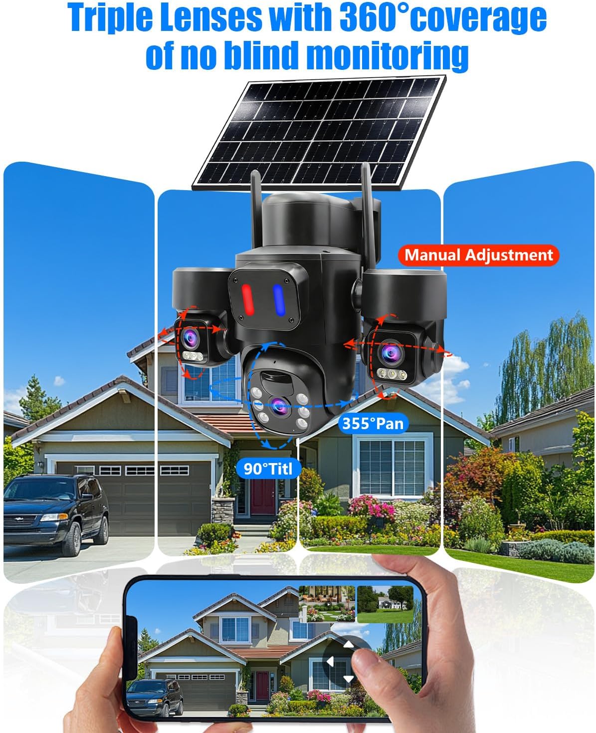 Üçlü Lensli PTZ 360 Dış Mekan  - Home Security No Monthly Fee incelemesi ve fiyatı
